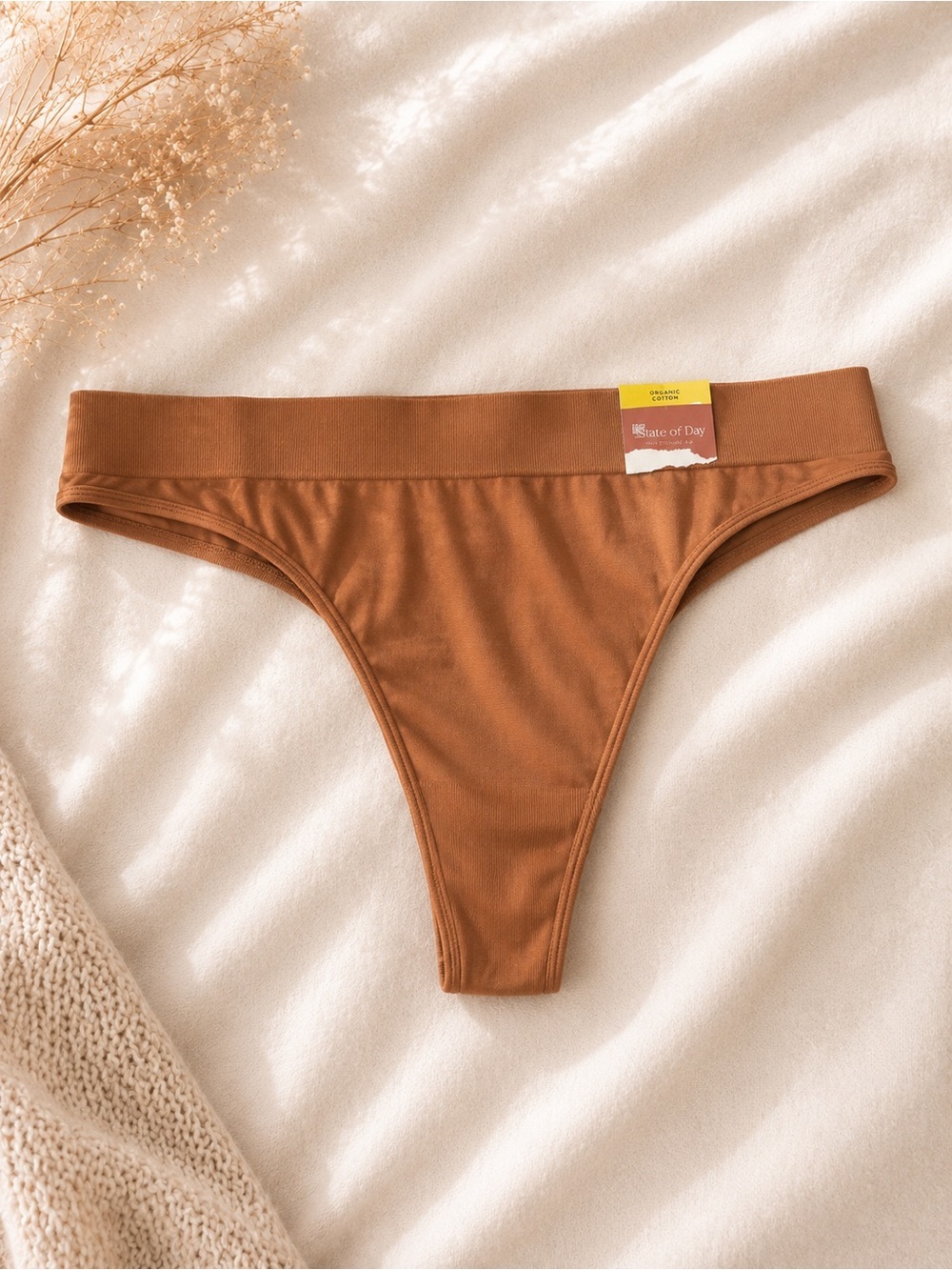 Everyday Cotton Blend Thong Panty in Caramel